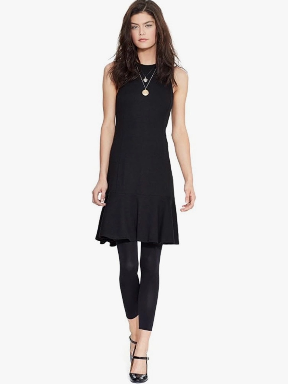 Ralph Lauren Black Sleeveless Drop-Waist Flare Dress